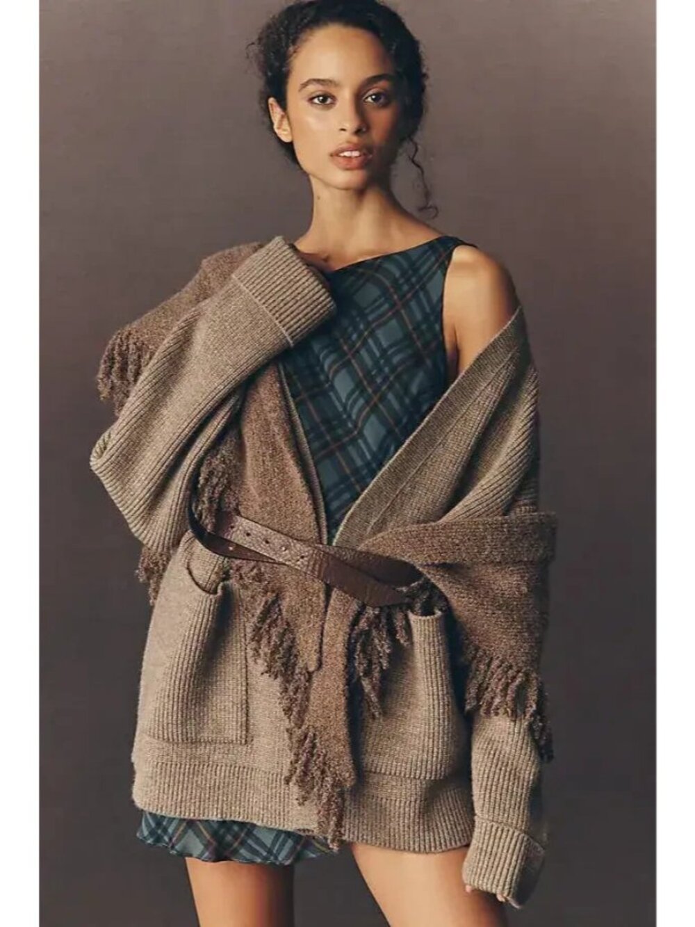 By Anthropologie Cozy Oversized Cardigan Sweater Beige OS - Picture 3 of 3